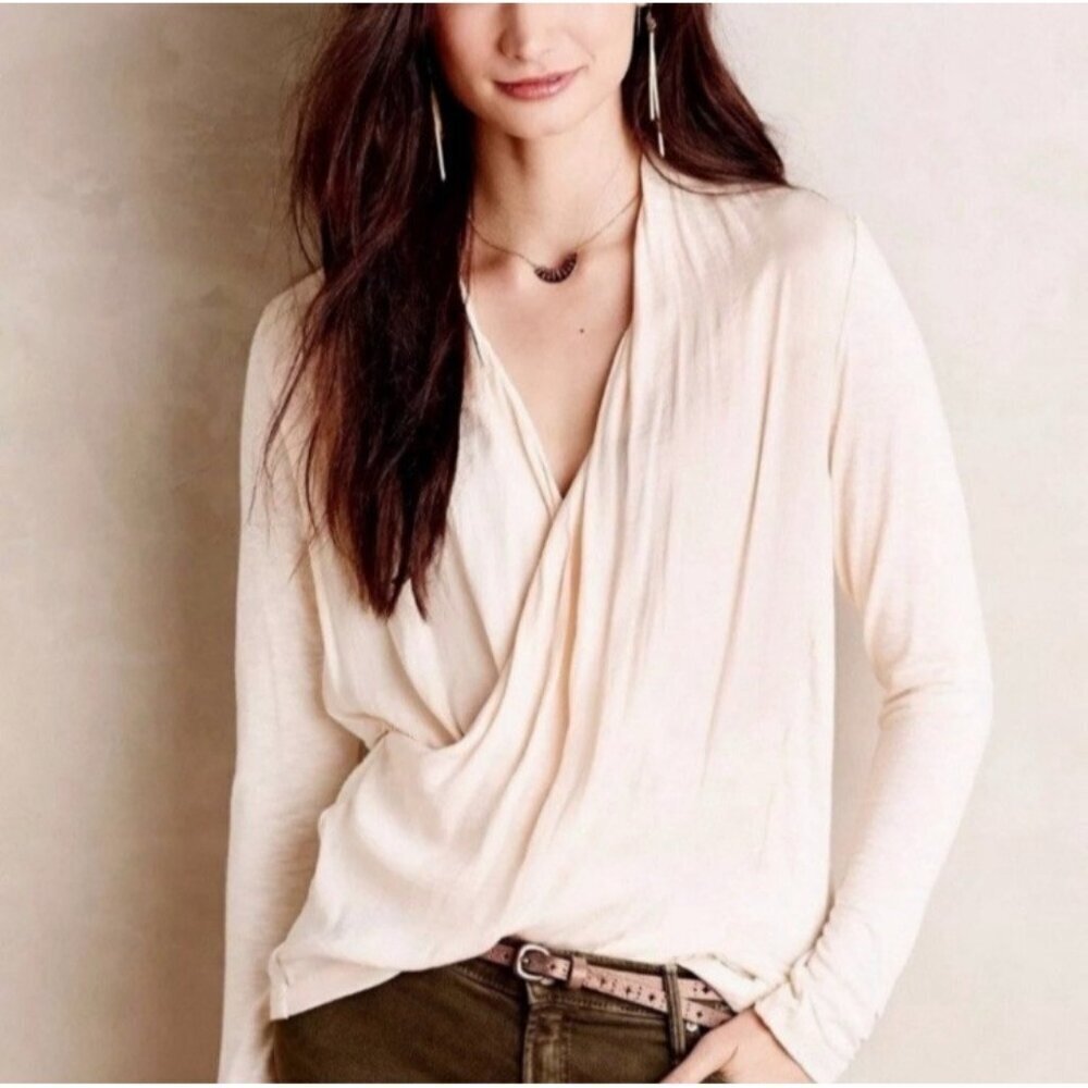 Anthropologie Dolan Left Coast Crossroads Faux Wrap Blouse Womens